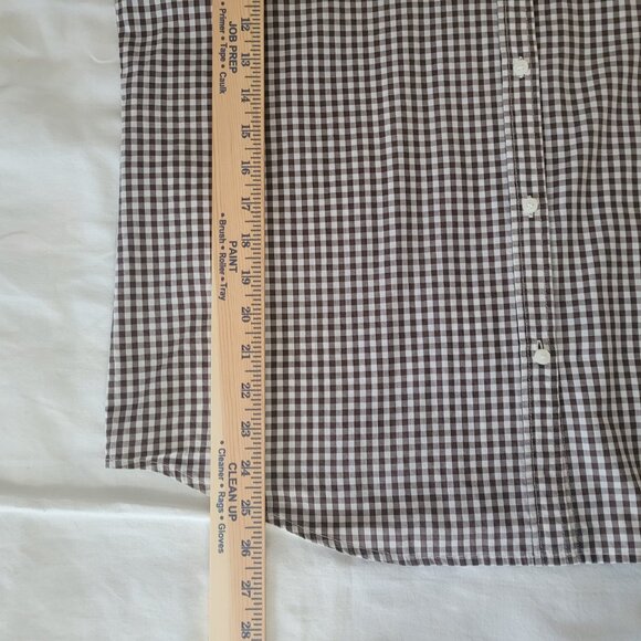 Brown White Gingham Plaid Blouse Liz & Co. Womens Long Sleeve Size XL - Picture 11 of 15